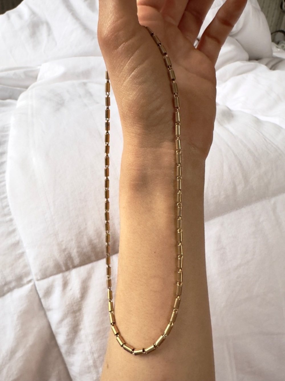 Vintage Brass Tube Chain Choker Necklace - Picture 3 of 5